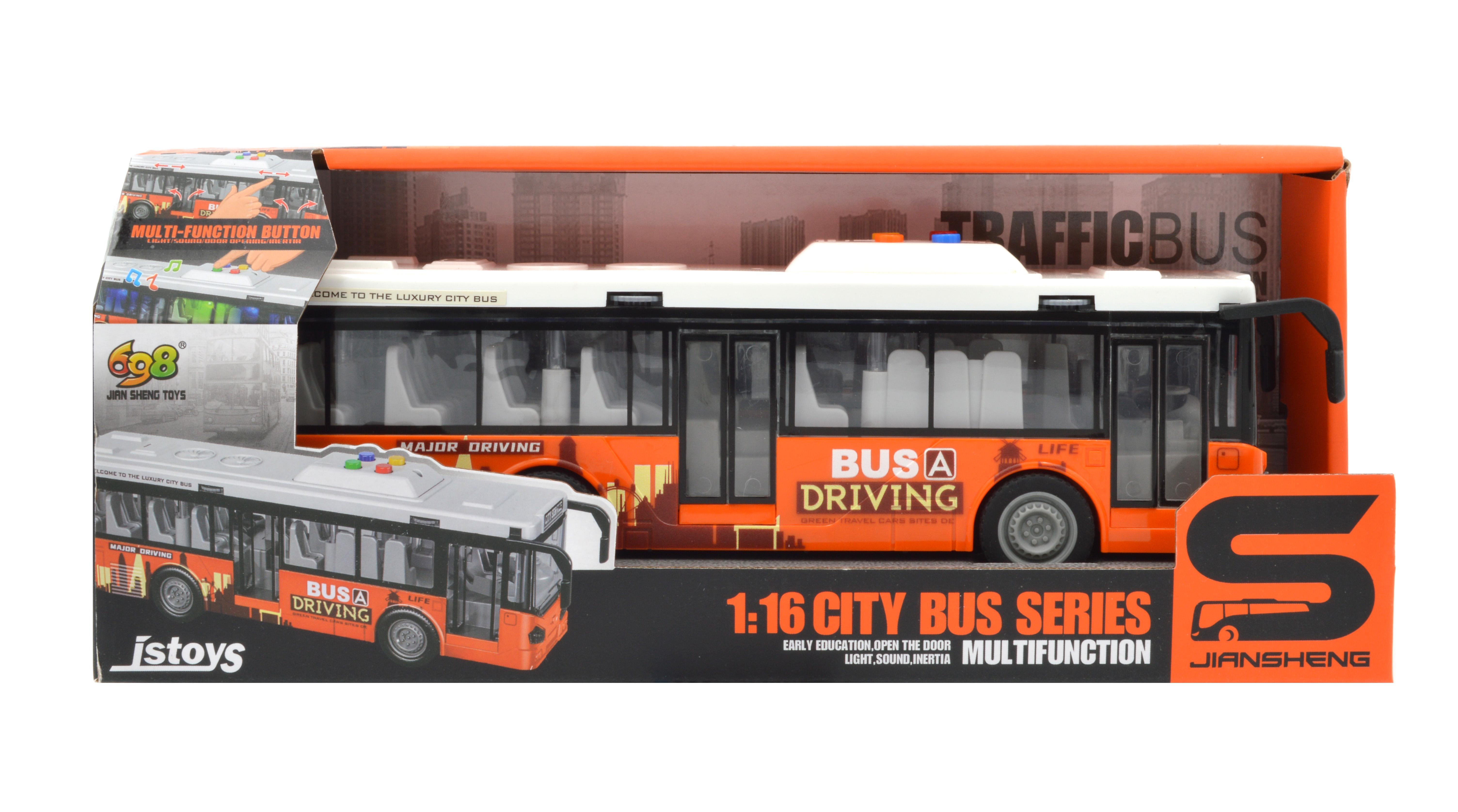 Автобус игрушечный JS120A инерция звук свет открываются двери - фото 7