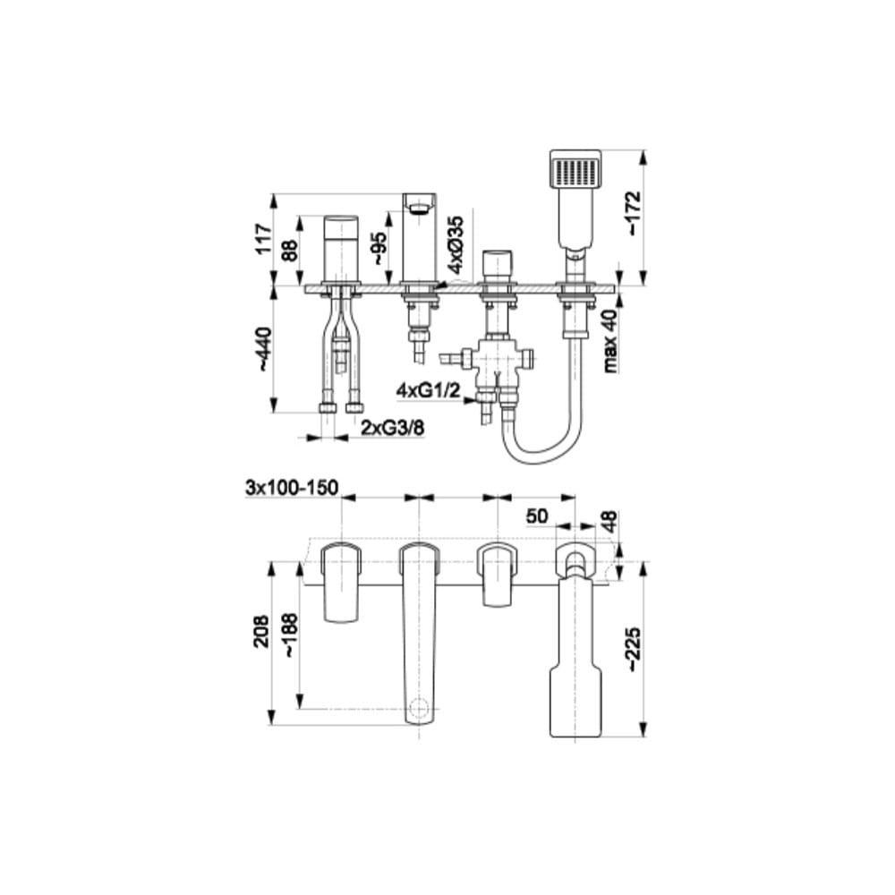 Змішувач для ванни KFA Armatura Mokait на борт Хром (TP-5535-210-00) - фото 2