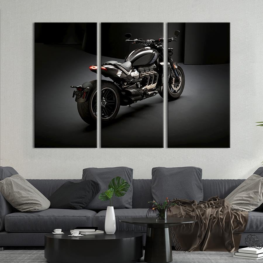 Картина на холсте триптих Брутальный мотоцикл Triumph Rocket 3 78x48 см (1407-31)