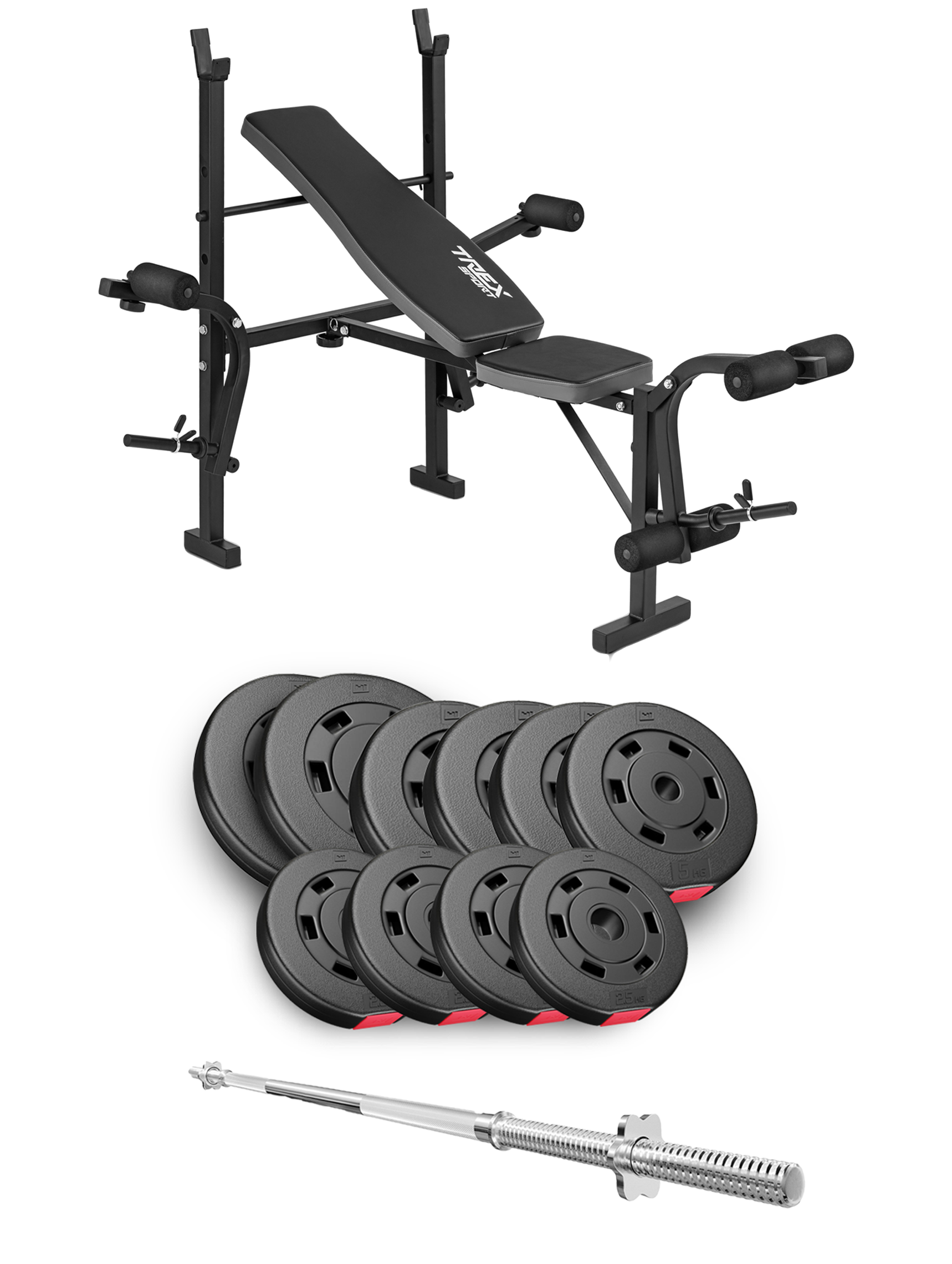 Набір Hop-Sport Premium 59 кг з лавою TX-055 та штангою