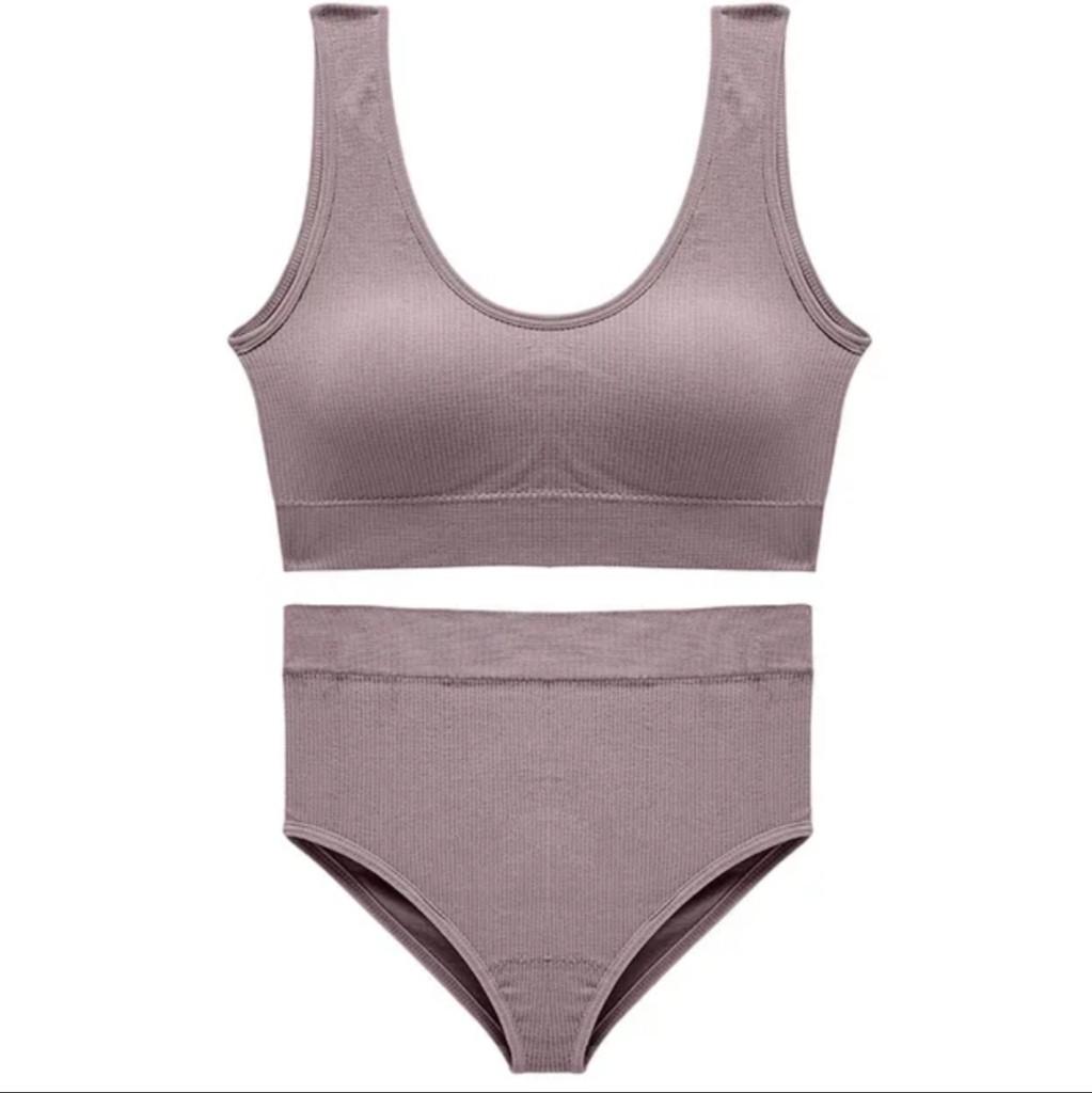 Комплект нижньої білизни в рубчик S/M Темно-пудровий (1440) - фото 3 Комплект нижньої білизни в рубчик S/M Темно-пудровий (1440) - фото 3