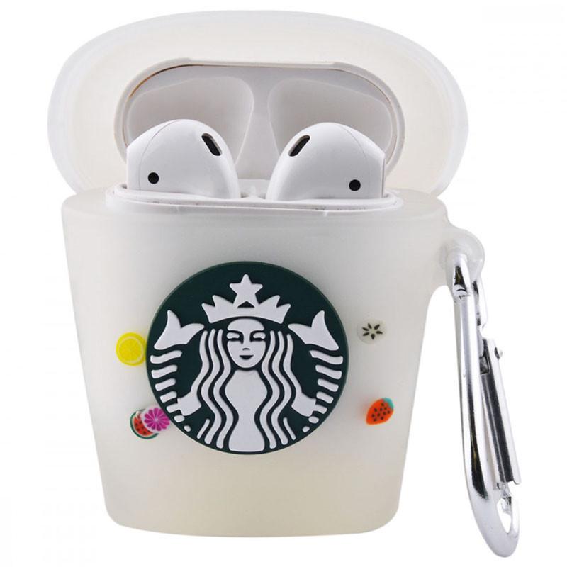 Футляр противоударный силиконовый Logo series Starbucks Neon Cocktail для наушников AirPods 1/2 с карабином (00000032085_7)