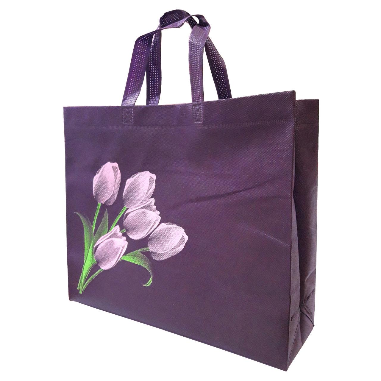 Сумка-шоппер ECOBag №22 Тюльпаны на молнии 37х32х12 см Фиолетовый (204807-228)