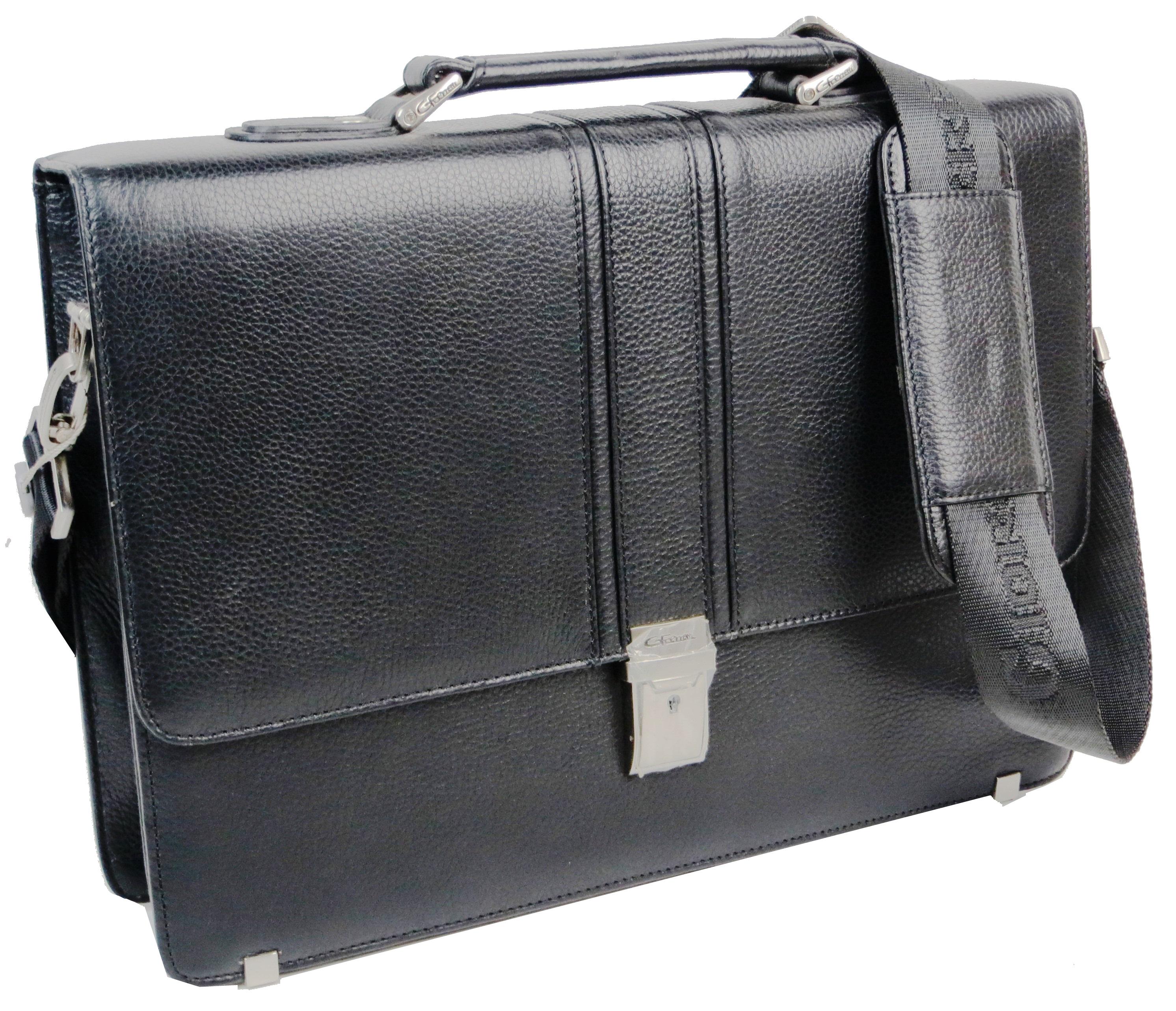 Портфель мужской Giorgio Ferretti кожаный Черный (EF-033 black)