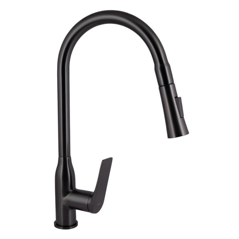 Смеситель для кухни Qtap Vlasta New QTVLA344GMB45647 с выдвижным изливом PVD Gunmetal Black (2120551106)