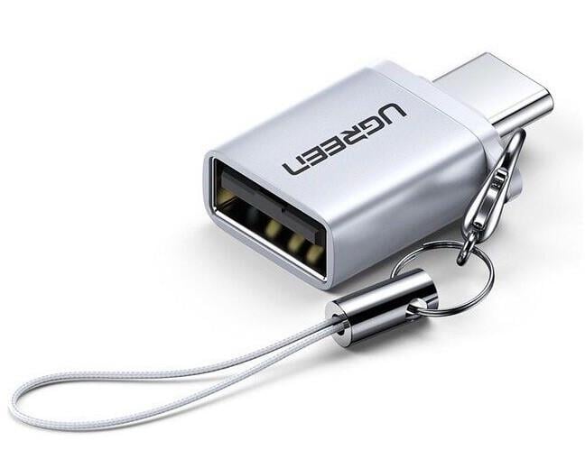 Адаптер Ugreen OTG Type-C to USB 3,0 с карабином Silver/White (US270)