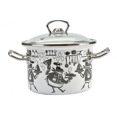 Кастрюля эмалированная Повар со стеклянной крышкой 2,0 л (10170127)