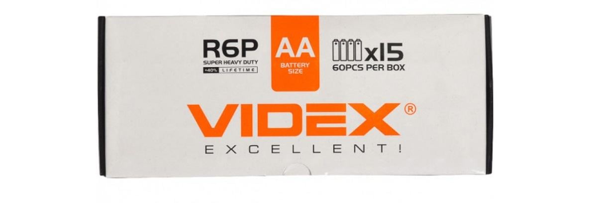 Батарейка сольова Videx AA R6 R6 пальчик - фото 2 Батарейка сольова Videx AA R6 R6 пальчик - фото 2