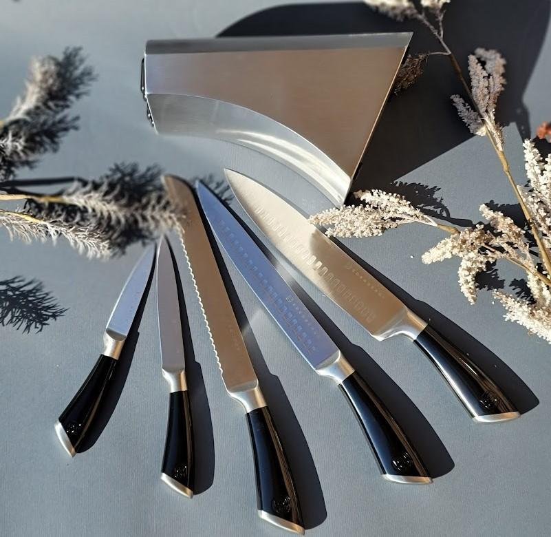 Набор ножей на подставке Edenberg EB-11002 6 предметов Черный (2530555706) - фото 6 Набор ножей на подставке Edenberg EB-11002 6 предметов Черный (2530555706) - фото 6