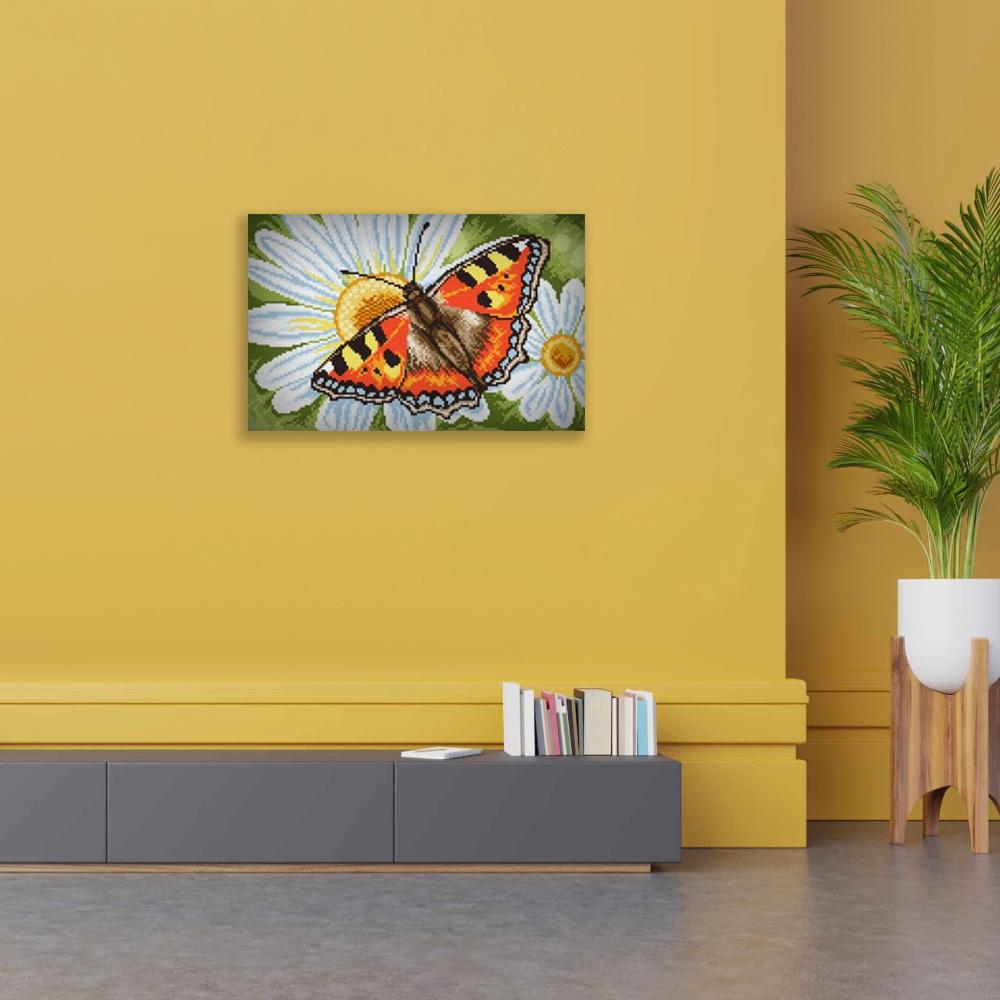 Алмазная мозаика Бабочка на ромашке 41x25 см (27372)