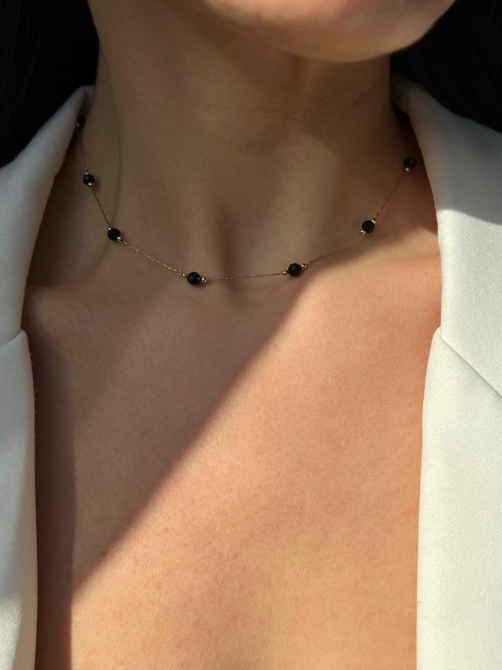 Цепочка на шею с натуральным агатом (5647)