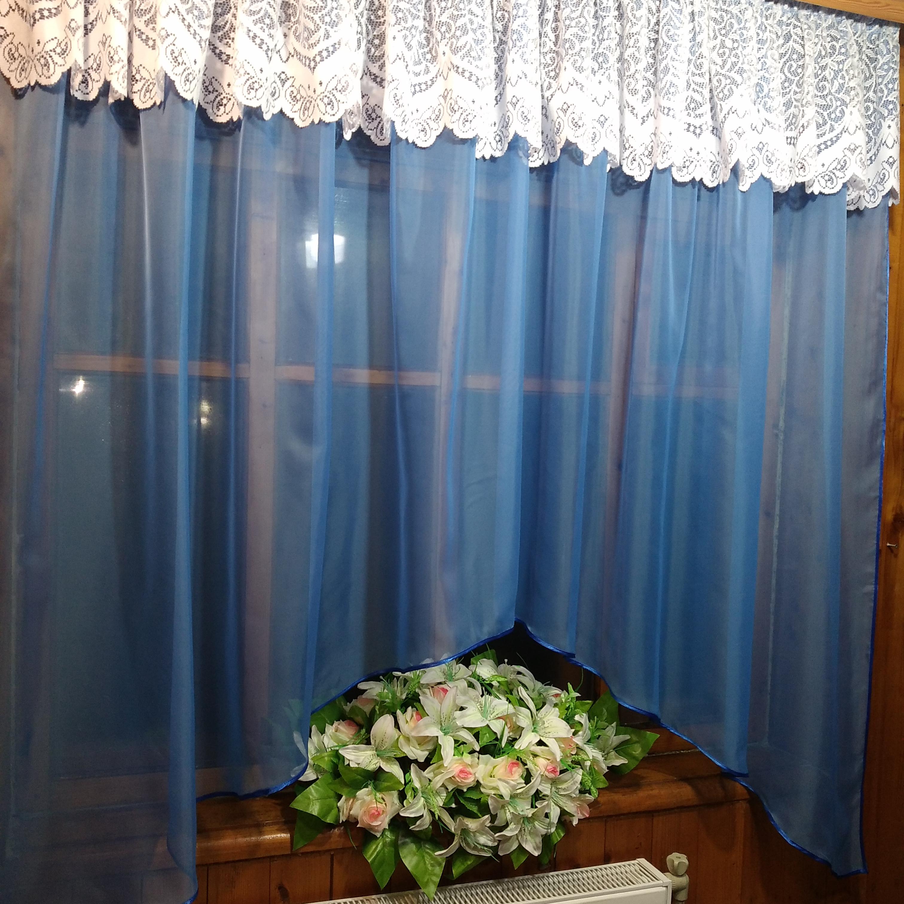 Занавеска кухонная короткая арка Летиция жаккард веточка Синий (1491152087) - фото 4