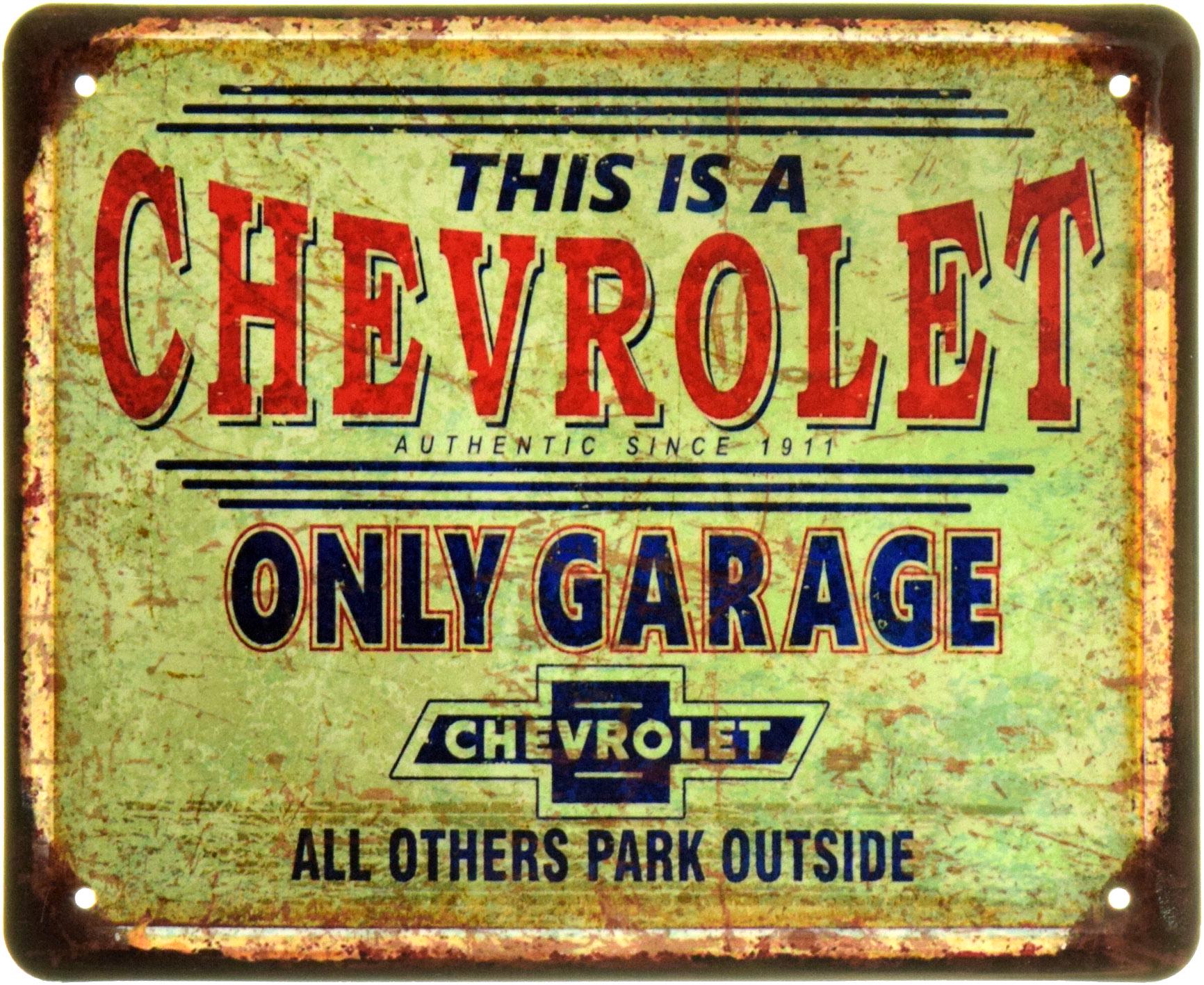 Табличка металлическая "This Is A Chevrolet Only Garage" 18x22 см (ms-103995)