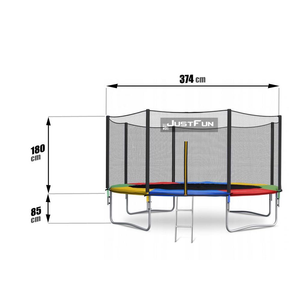 Батут Just Fun наружная сетка и стремянка 374 см Multicolor - фото 2
