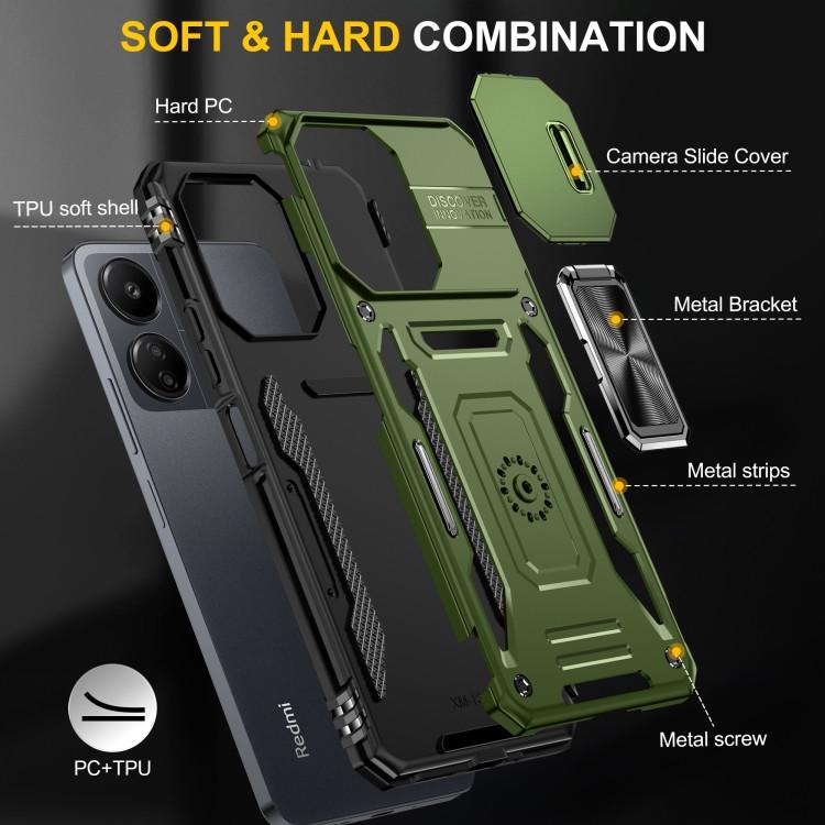 Ударопрочный чехол Camshield Army Ring для Xiaomi Redmi Note 13 4G Оливковый/Army Green - фото 5