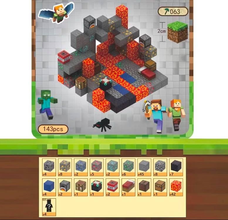 Конструктор для детей Minecraft на магнитах 143 деталей X116 (2198632)