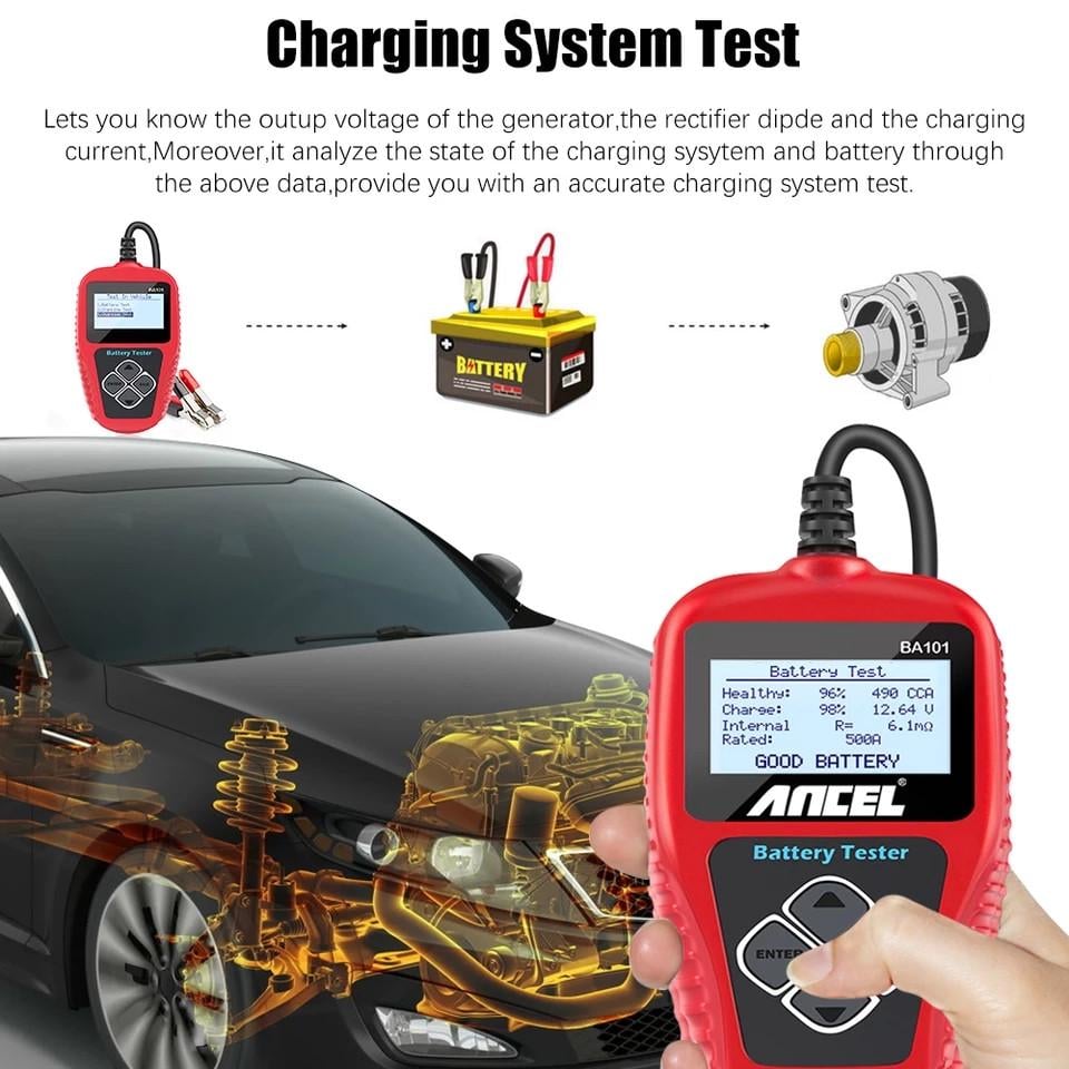 Тестер аккумулятора Ancel BA101 12V свинцово-кислотные АКБ 100-2000 CCA 30-220 Ah (1353414073) - фото 3 Тестер аккумулятора Ancel BA101 12V свинцово-кислотные АКБ 100-2000 CCA 30-220 Ah (1353414073) - фото 3