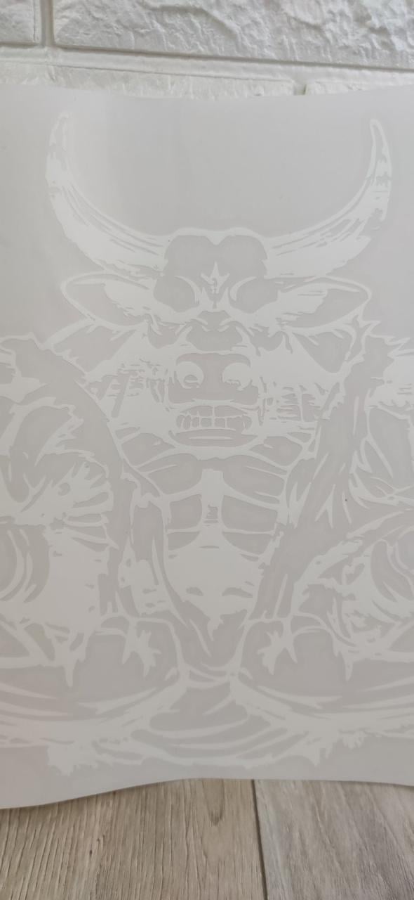 Наклейка виниловая на авто Бык бодибилдер 29х30 см Белый (KG-6141) - фото 3