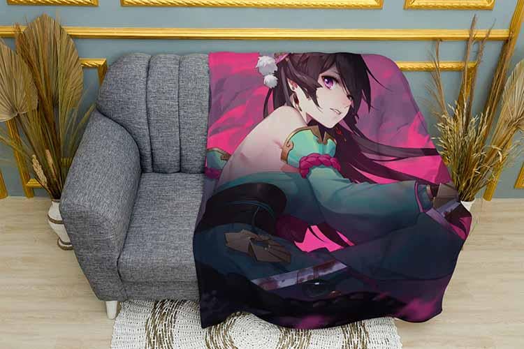Плед Anime Girl with a sword плюш одношаровий 150х210 см (113021-1)