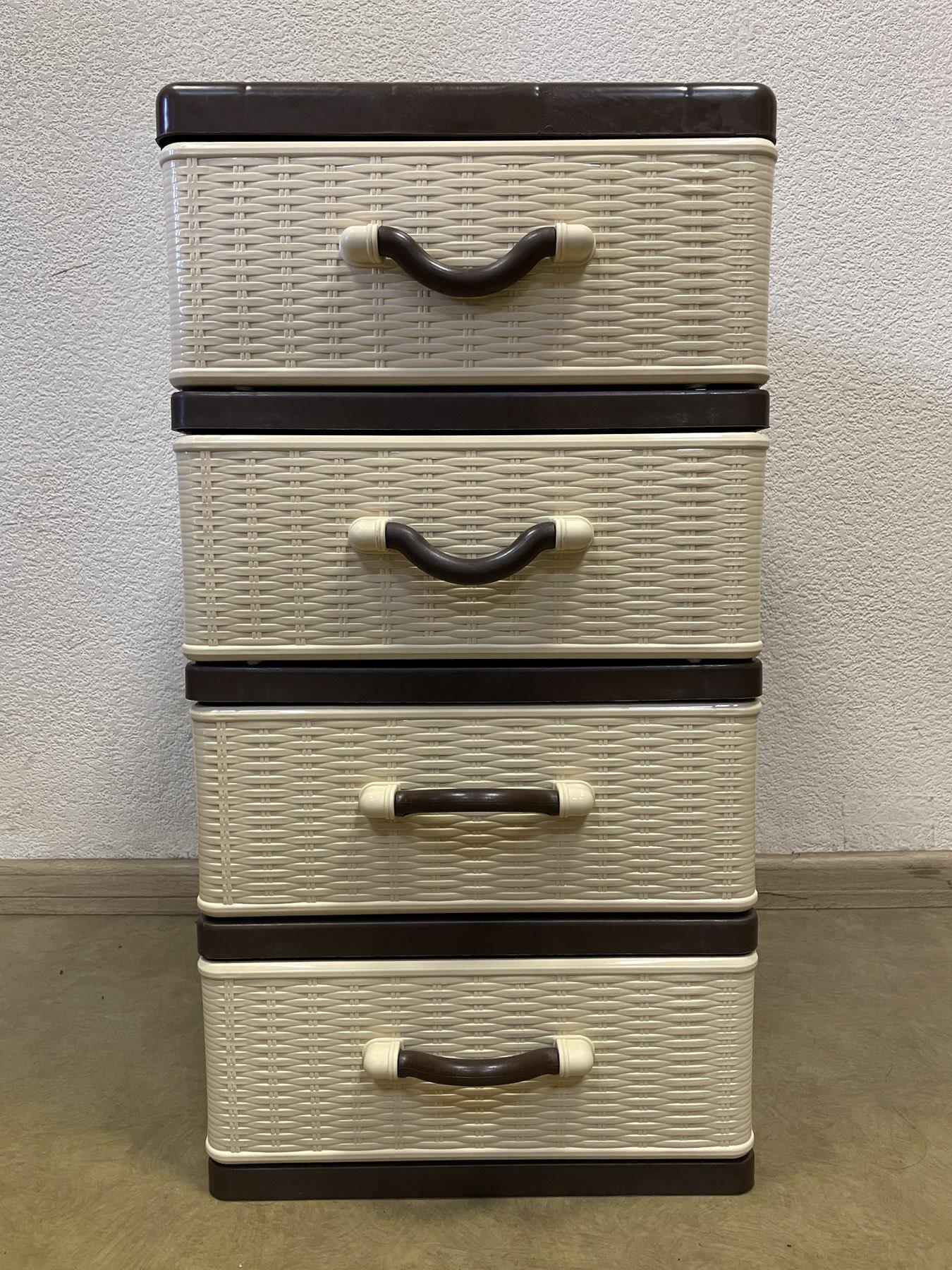 Комод пластиковый 4 ящика 43х34х64 см Бежево-коричневый (29439015) - фото 5 Комод пластиковый 4 ящика 43х34х64 см Бежево-коричневый (29439015) - фото 5