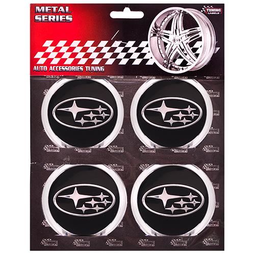 Наклейки на колпаки Subaru D 60 мм 4 шт. Black