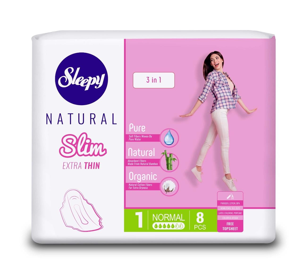 Гигиенические прокладки Sleepy Slim Normal 240 мм 5 капель 8 шт. (000006110)