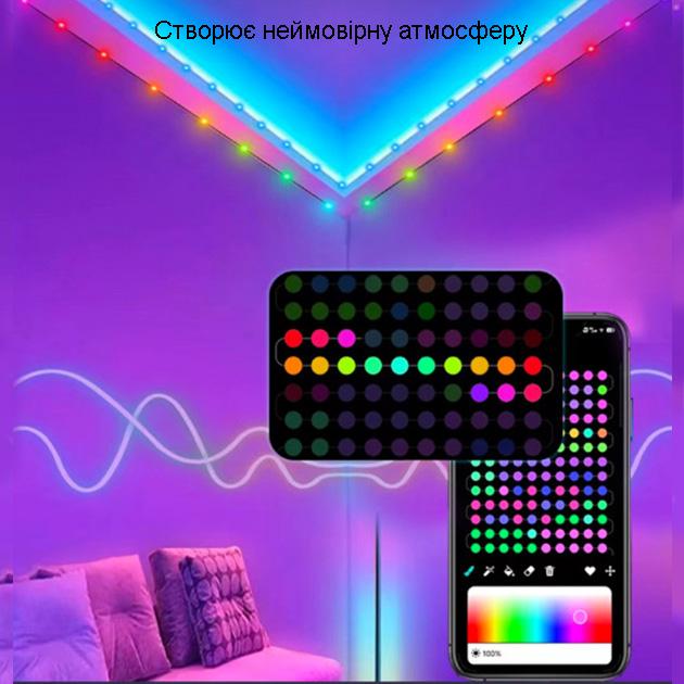 Гирлянда умная музыкальная RGB Bluetooth светодиодная новогодняя 5V 2F USB многоцветная 10 м - фото 4
