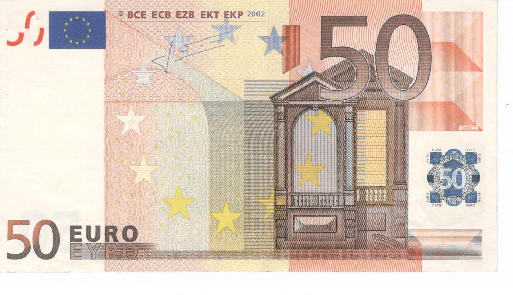Коллекционная банкнота Бельгия 50 евро 2002 Z T018 VF (Б06822)