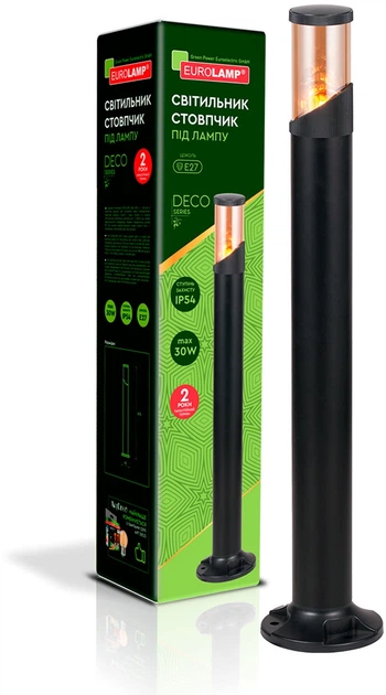 Светильник садово-парковый Eurolamp Deco S под лампу 1хЕ27 IP54 Черный (CL-1xE27DECOS)
