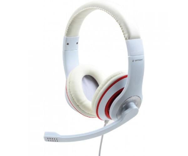 Наушники Gembird MHS-03 White/Red (MHS-03-WTRD)