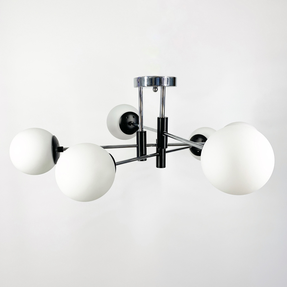 Люстра потолочная Lighthouse LF-17376/6 CR/BK/WT Черный/Хром/Белый