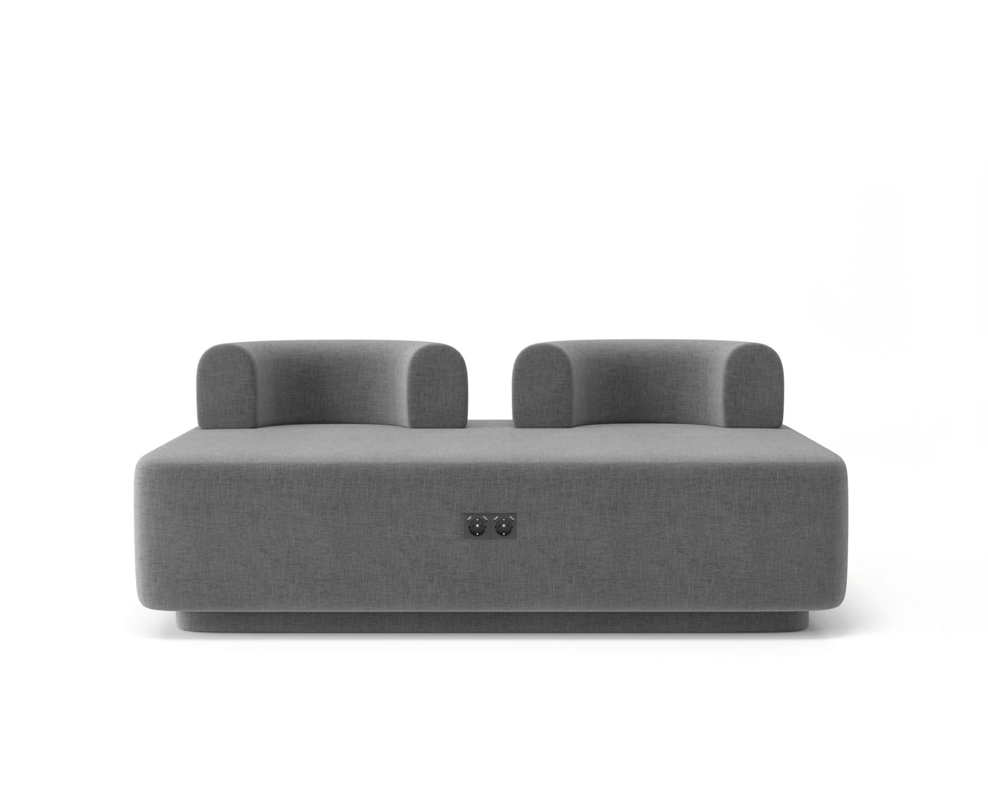 Диван модульный Plump со встроенной розеткой и зарядкой USB 160x80x65 см Серый (0023) Диван модульный Plump со встроенной розеткой и зарядкой USB 160x80x65 см Серый (0023)