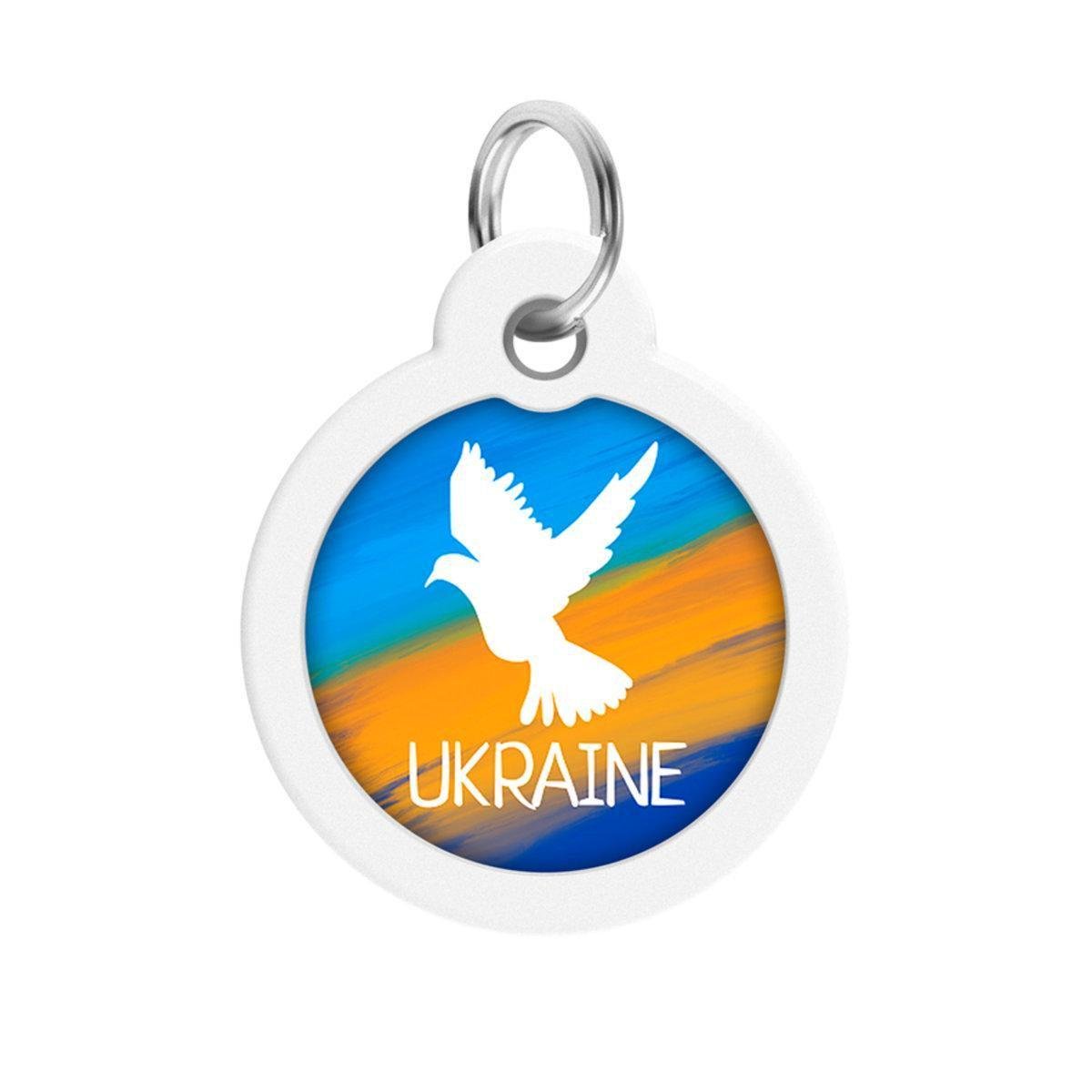 Адресник металевий для собак і котів Waudog Smart ID Прапор з QR паспортом коло 30 мм (230-0229 Col)