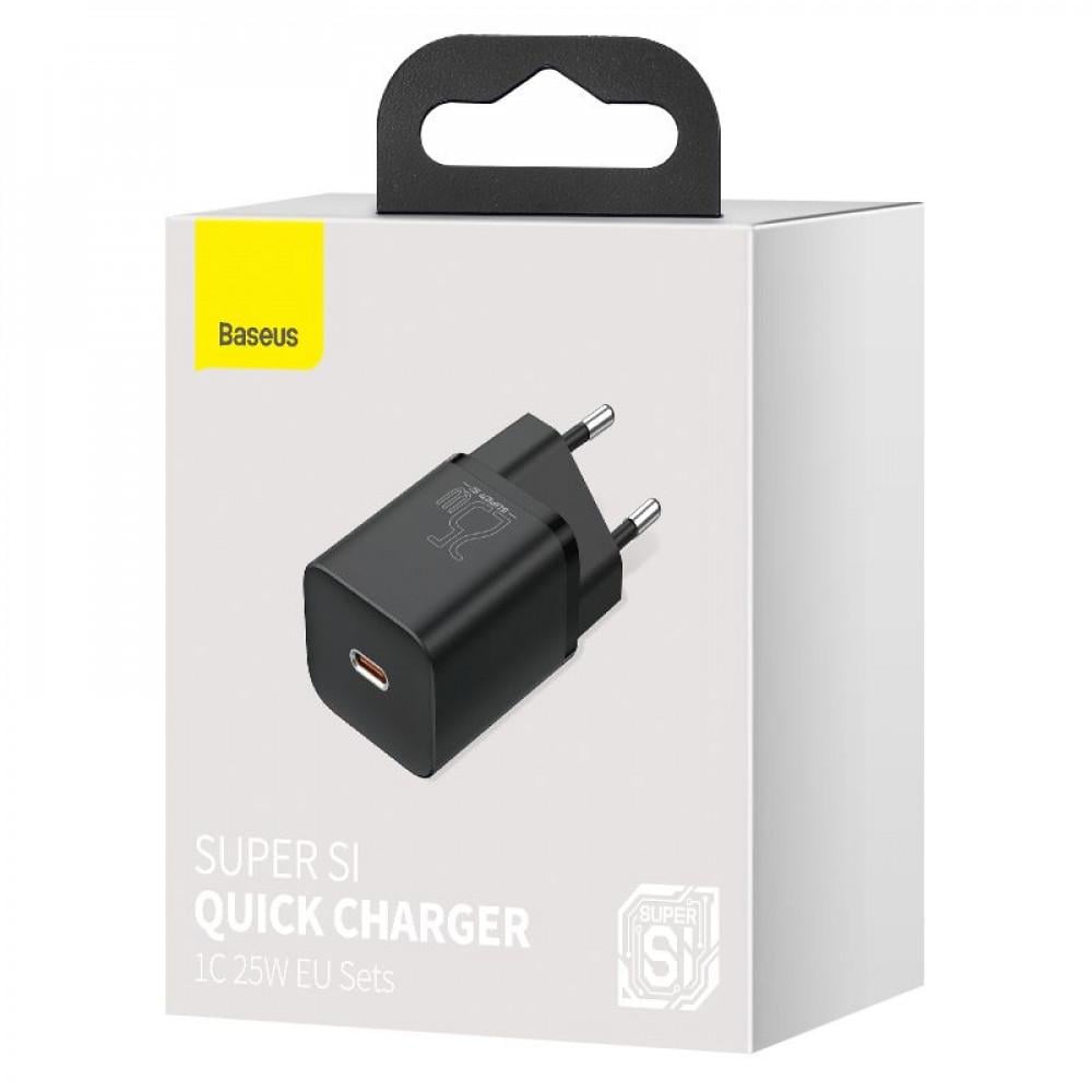 Зарядное устройство сетевое BASEUS Super Silicone PD Charger 25W Type-C Черный (35120 black) - фото 6