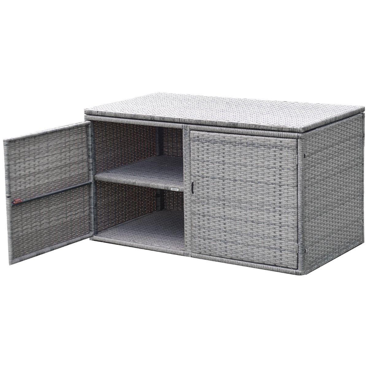 Сундук садовый для хранения из искусственного ротанга 115x60x65 см Серый (COSTWAY-01255)