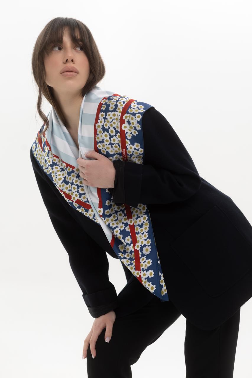 Платок Ромашки шелковый односторонняя печать 55х55 см Сине-белый (27558057) - фото 4 Платок Ромашки шелковый односторонняя печать 55х55 см Сине-белый (27558057) - фото 4