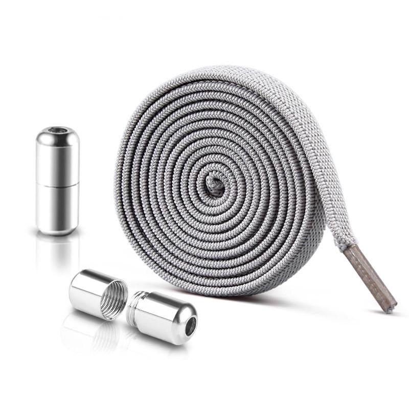 Шнурки для взуття плоскі зі срібним затискачем гумові Світло-сірий (22874794) - фото 1