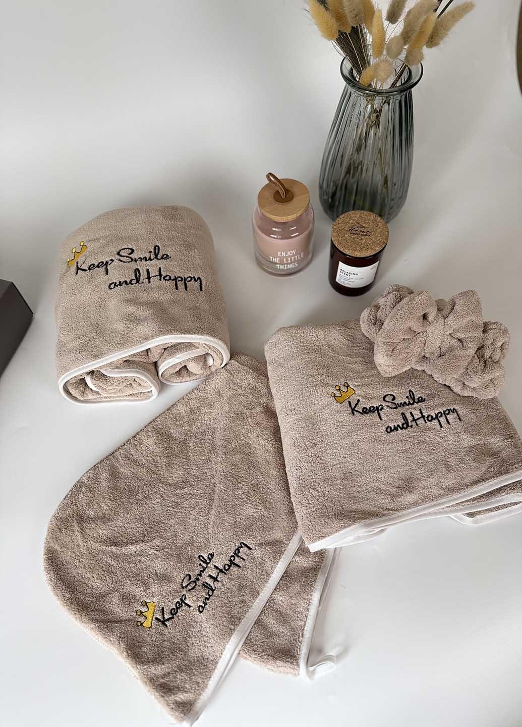 Подарочный набор полотенец из микрофибры Бежевый (53-1) - фото 4