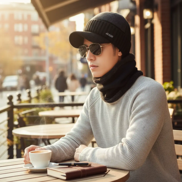 Комплект вязаный мужской шапка-кепка со снудом шерстяной One Size Черный (29548908) - фото 3 Комплект вязаный мужской шапка-кепка со снудом шерстяной One Size Черный (29548908) - фото 3