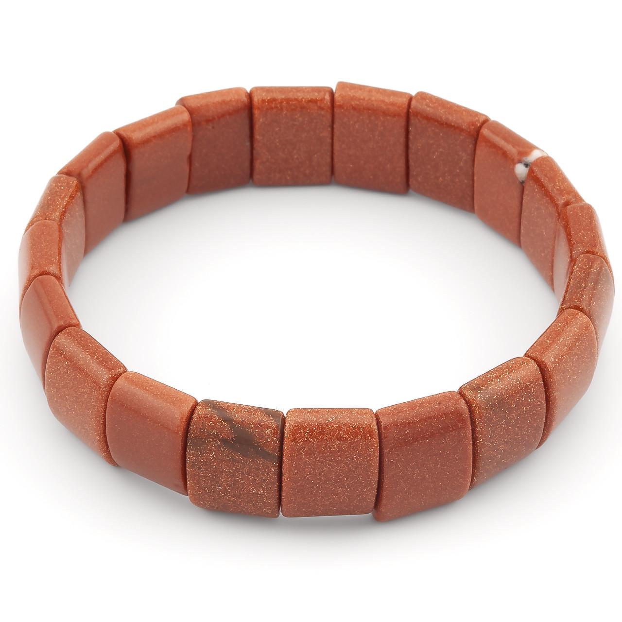 Браслет прямоугольное звено Авантюрин золотой песок 15х10х6 мм 20 см 1 шт. (НК1511б08)