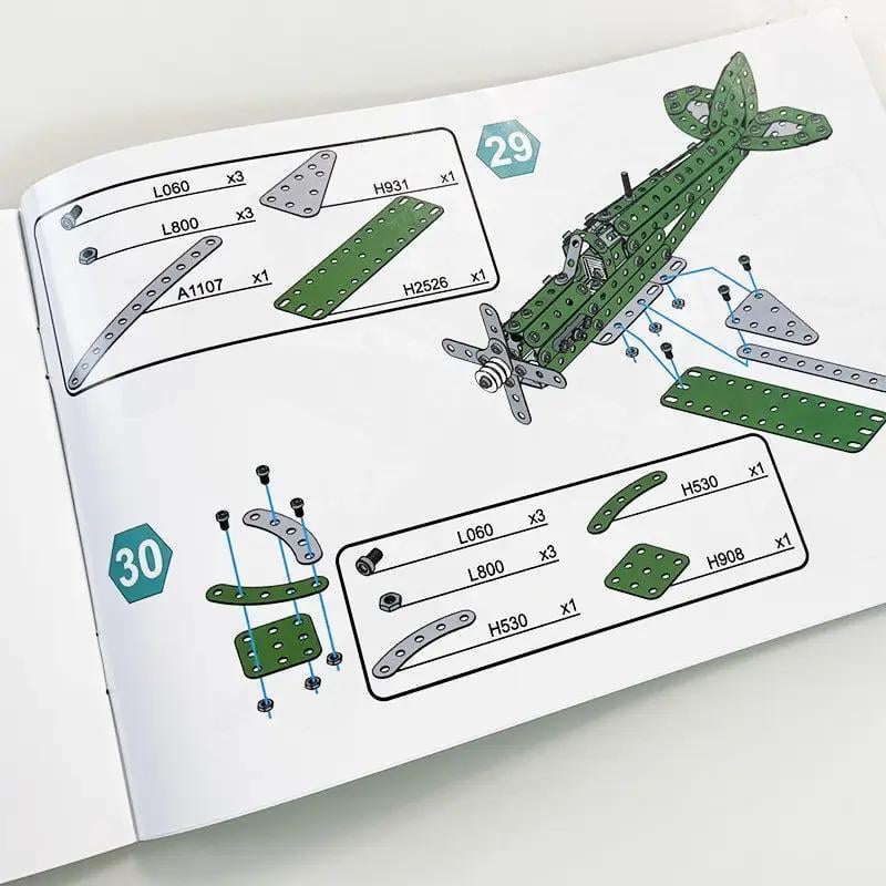 Конструктор детский металлический STEAM Самолет с инструментами 331 деталь (1544) - фото 8