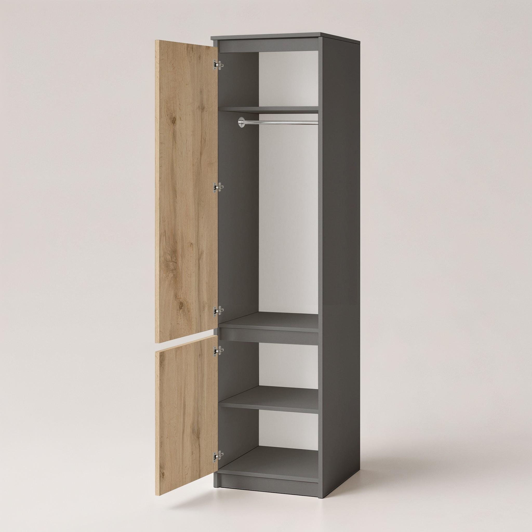 Шафа-пенал зі штангою T-218 500х498х2117 мм Антрацит/Дуб Аппалачі - фото 2 Шафа-пенал зі штангою T-218 500х498х2117 мм Антрацит/Дуб Аппалачі - фото 2