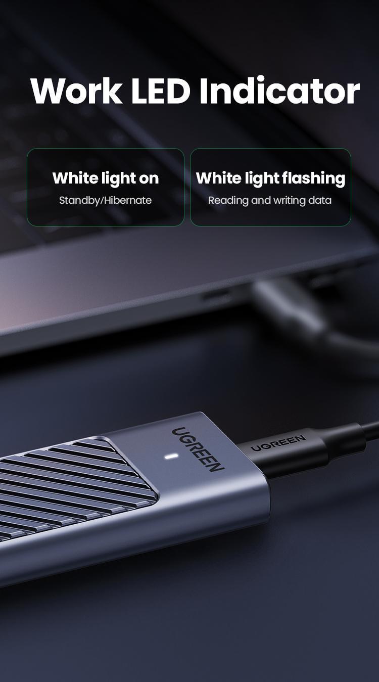 Корпус UGREEN для M.2 NVME та SATA SSD дисків 20 Гбіт/с з Кабелем M та B&M 2280/2230/ 2242/2260 для PCI-e та NGFF Сріблястий (35576) - фото 14 Корпус UGREEN для M.2 NVME та SATA SSD дисків 20 Гбіт/с з Кабелем M та B&M 2280/2230/ 2242/2260 для PCI-e та NGFF Сріблястий (35576) - фото 14