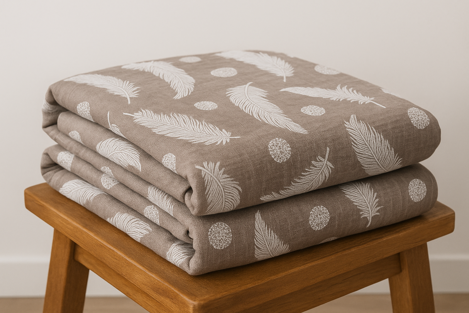 Плед муслиновый Feather полуторный 160х220 см Бежевый (MH-9225-48-2/WP/х160)