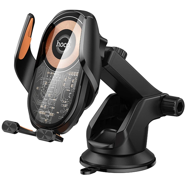Автодержатель для телефона с БЗП HOCO HW34 Blue whale 3-axis center console Black (KST-6942007652148)