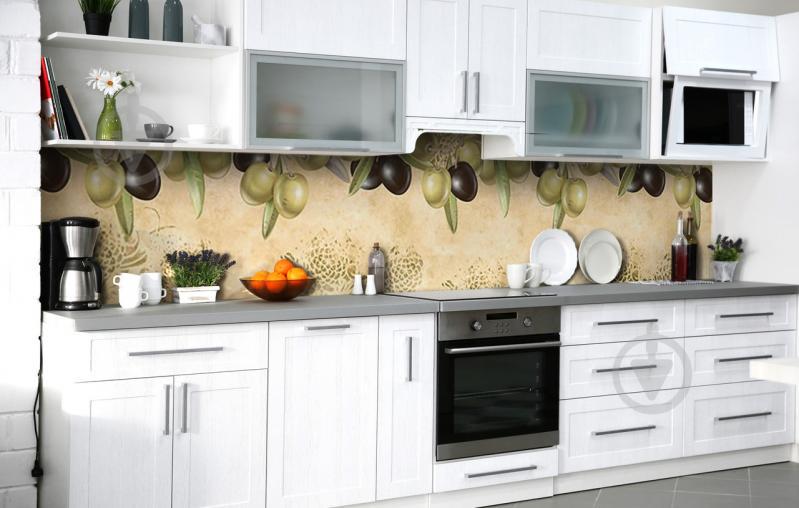 Скинали на кухню Zatarga «Оливковый венок» 650х2500 мм виниловая 3Д наклейка кухонный фартук самоклеящаяся