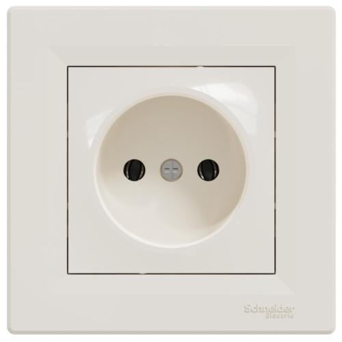 Розетка Schneider Electric Asfora без заземляющего контакта с рамкой Кремовый (EPH3000123)