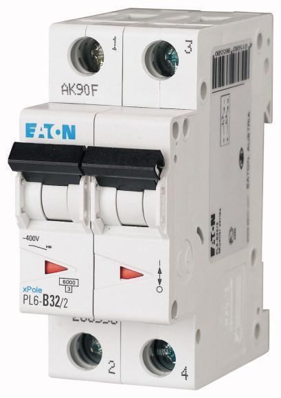 Автоматический выключатель Eaton Xpole PL6-C32/2 32А двухполюсный/кривая C/Iкз 6 кA (286570)