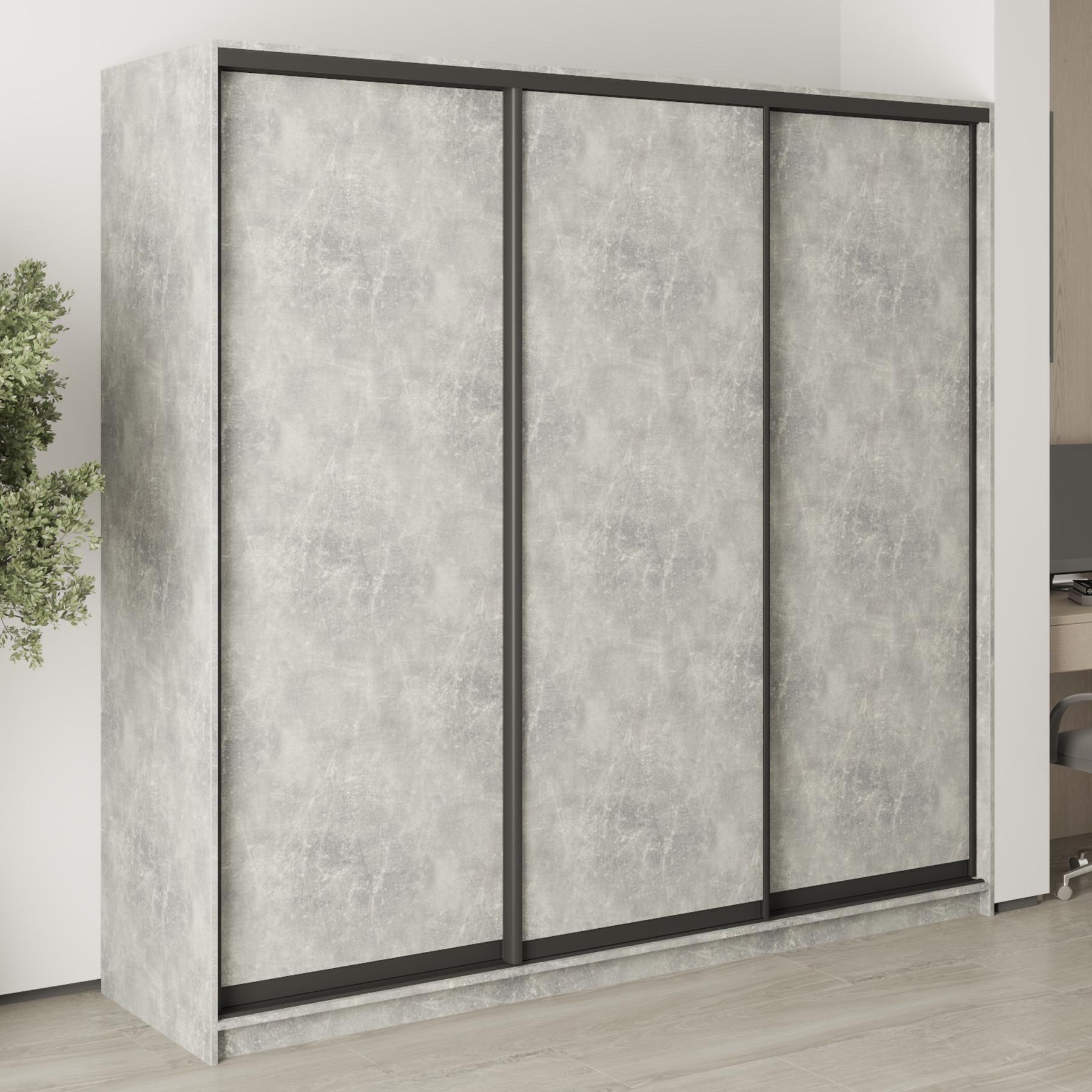 Шкаф-купе трехдверный MebelStar Стандарт BG 3ДСП 220x60x210 см Бетон (MBS-8278)