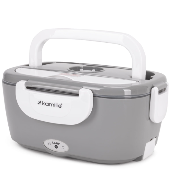 Ланч-бокс електричний Kamille Vizo із двома ємностями 1,5/0,45 л Сірий/Білий (2171) - фото 2 Ланч-бокс електричний Kamille Vizo із двома ємностями 1,5/0,45 л Сірий/Білий (2171) - фото 2